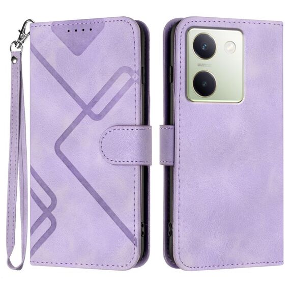 Per vivo Y100 5G Global Line Pattern Skin Feel Custodia in pelle per telefono (viola chiaro)