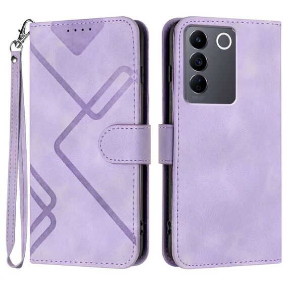 Per vivo V27 5G Global/V27 Pro 5G Global Line Pattern Skin Feel Custodia in pelle per telefono (viola chiaro)