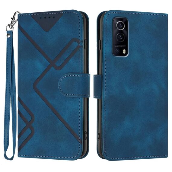 Custodia in pelle per vivo Y72 5G/iQOO Z3/Y52 5G con motivo a linee (blu reale)