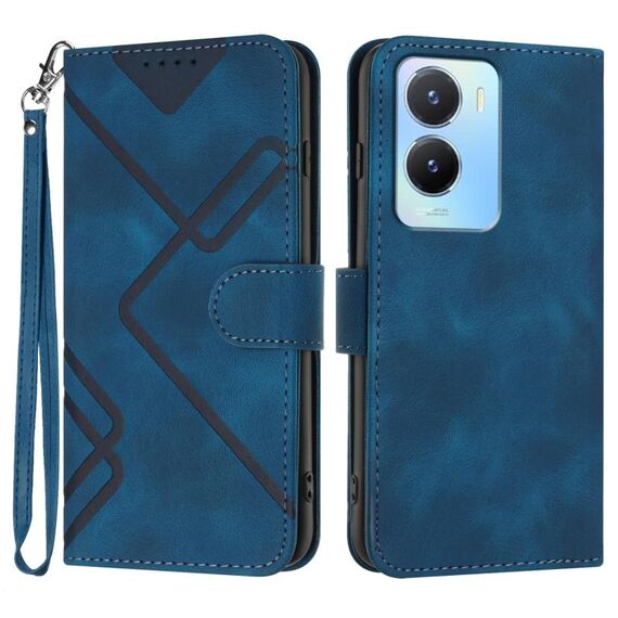 Custodia in pelle per vivo Y02s 4G Global Line Pattern Skin Feel (blu reale)