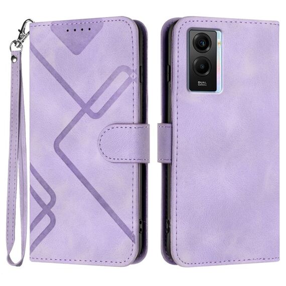 Per vivo iQOO U5e 5G/Y30 5G/Y33e 5G Custodia per telefono in pelle con motivo a linea Skin Feel (viola chiaro)