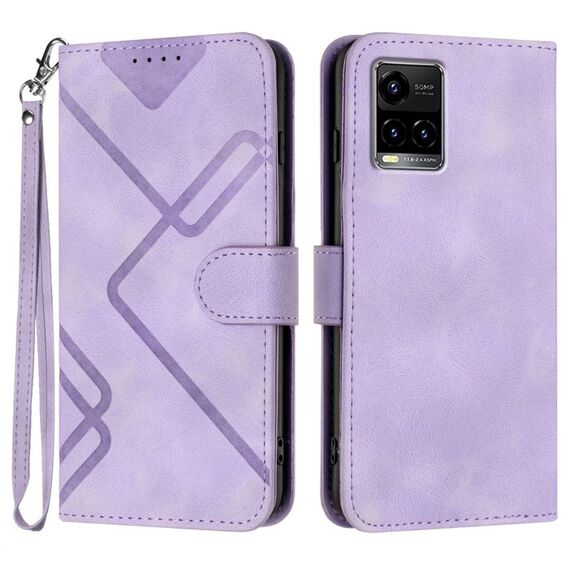 Custodia in pelle per vivo Y33s 4G Global/Y21/Y21s/Y21t con motivo a linee Skin Feel (viola chiaro)