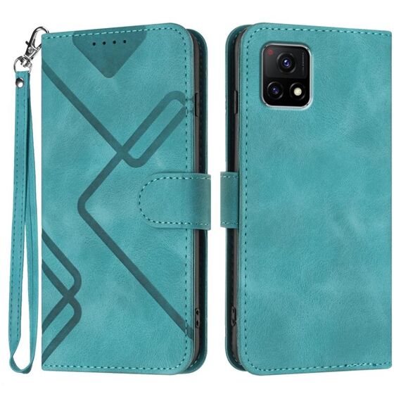 Per vivo Y72 5G India Line Pattern Skin Feel Custodia in pelle per telefono (azzurro)