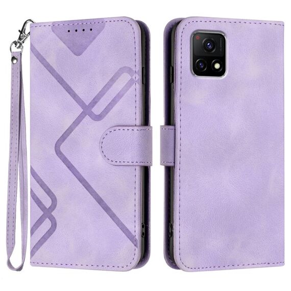 Custodia in pelle per vivo Y72 5G India Line Pattern Skin Feel (viola chiaro)