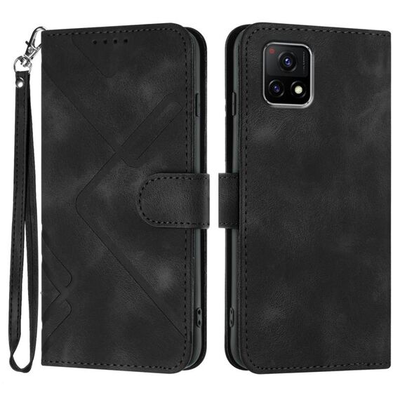 Per vivo Y52s 5G/iQOO U3/Y31s 5G Line Pattern Skin Feel Custodia in pelle per telefono (Nero)