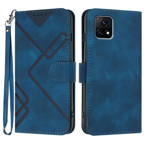 Per vivo Y52s 5G/iQOO U3/Y31s 5G Line Pattern Skin Feel Custodia in pelle per telefono (Royal Blue)