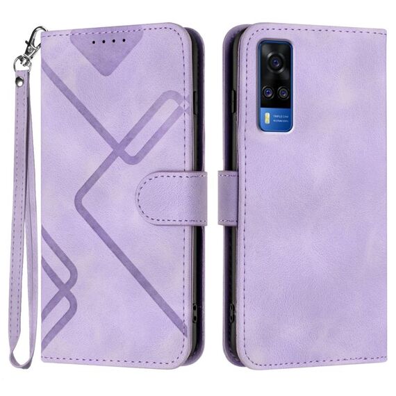 Custodia in pelle per vivo Y51 2020 India/Y31 4G India Line Pattern Skin Feel (viola chiaro)