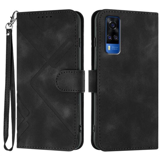 Custodia in pelle per vivo Y51 2020 India/Y31 4G India Line Pattern Skin Feel (Nero)