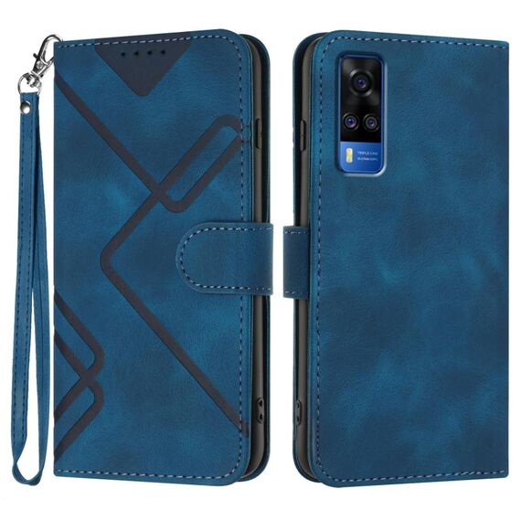 Custodia in pelle per vivo Y51 2020 India/Y31 4G India Line Pattern Skin Feel (blu reale)