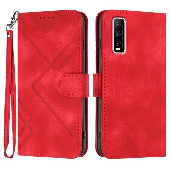 Custodia in pelle per vivo Y70s Line Pattern Skin Feel (rossa)