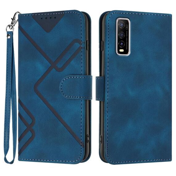 Custodia in pelle per vivo Y70s Line Pattern Skin Feel (blu reale)
