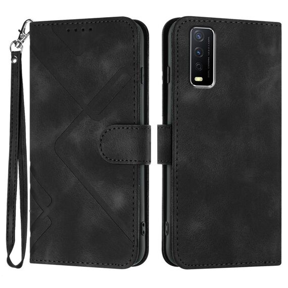 Per vivo Y30 4G Global Line Pattern Skin Feel Custodia in pelle per cellulare (nera)