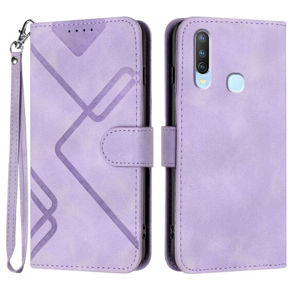 Per vivo Y17/Y15/Y12/Y11 Custodia in pelle con motivo a linee Skin Feel (viola chiaro)