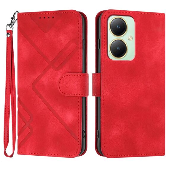 Per vivo Y27 4G Global Line Pattern Skin Feel Custodia in pelle per cellulare (rossa)
