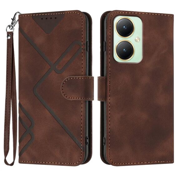 Per vivo Y27 4G Global Line Pattern Skin Feel Custodia in pelle per telefono (caffè)