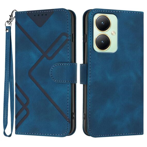Per vivo Y27 4G Global Line Pattern Skin Feel Custodia in pelle per cellulare (blu reale)