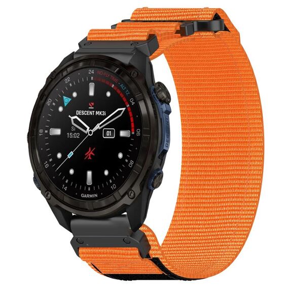 Per cinturino per orologio Garmin Descent Mk3 43 mm 20 mm in nylon con chiusura a strappo (arancione)