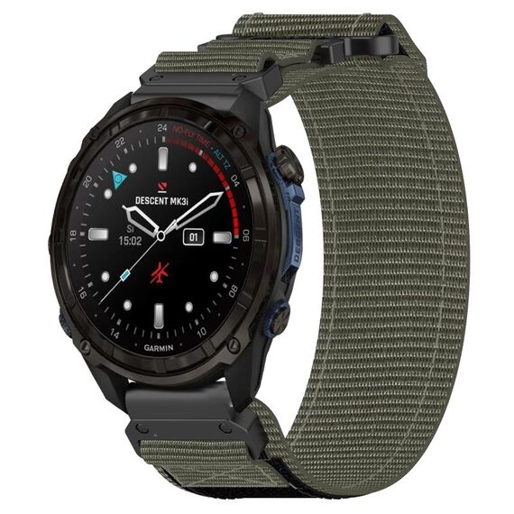 Per cinturino per orologio Garmin Descent Mk3 43 mm 20 mm in nylon con chiusura a strappo (grigio)