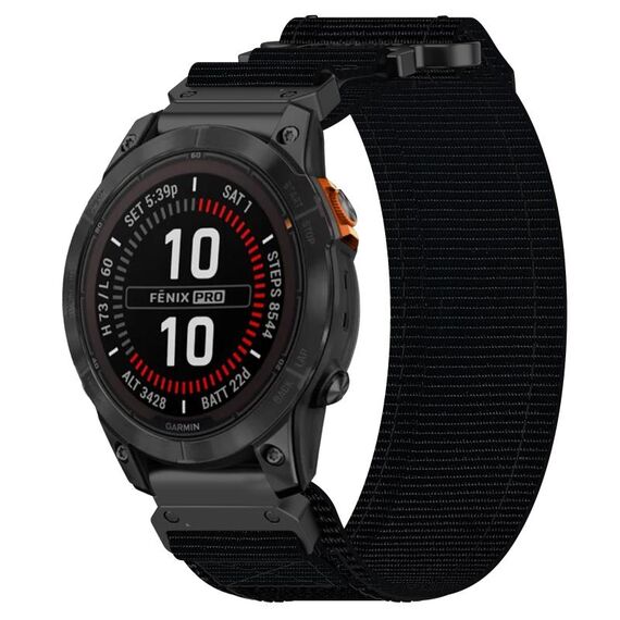 Per cinturino per orologio Garmin Fenix 7S Pro 42mm 20mm in nylon con chiusura a strappo (nero)