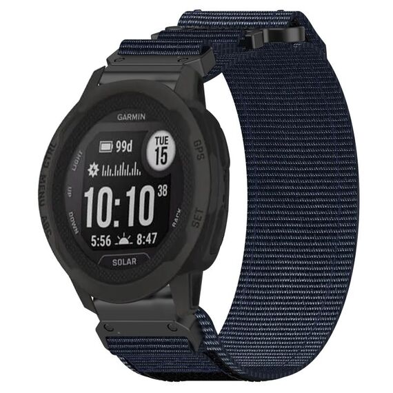 Per cinturino per orologio Garmin Instinct 2S da 20 mm in nylon con chiusura a strappo (blu)