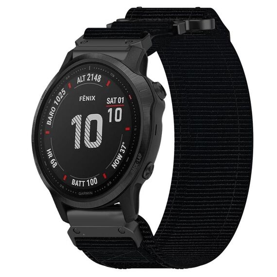 Per cinturino per orologio Garmin Fenix 6S da 20 mm in nylon con chiusura a strappo (nero)