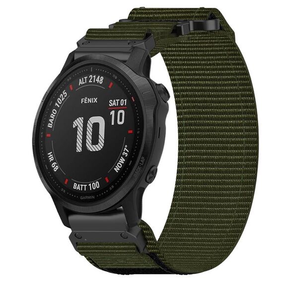 Per cinturino per orologio Garmin Fenix 6S da 20 mm in nylon con chiusura a strappo (verde militare)