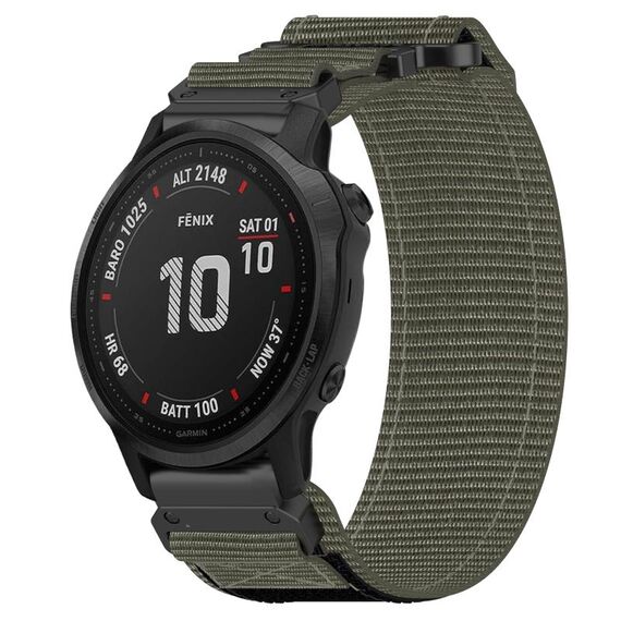 Per cinturino per orologio Garmin Fenix 6S Pro da 20 mm in nylon con chiusura a strappo (grigio)