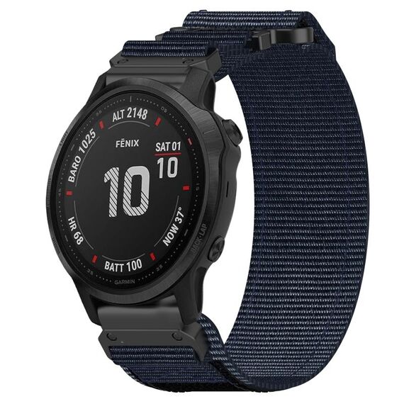 Per cinturino per orologio Garmin Fenix 6S Pro da 20 mm in nylon con chiusura a strappo (blu)