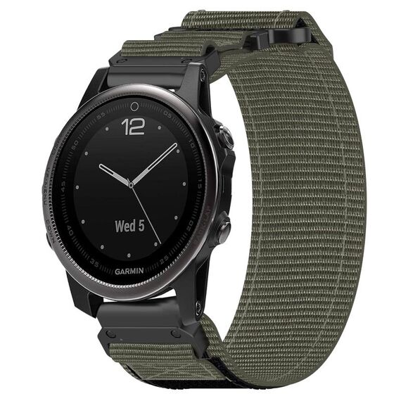 Per cinturino per orologio Garmin Fenix 5S Plus da 20 mm in nylon con chiusura a strappo (grigio)