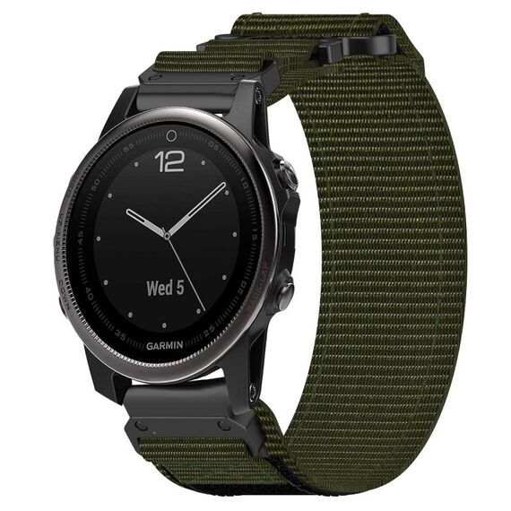 Per cinturino per orologio Garmin Fenix 5S Plus da 20 mm in nylon con chiusura a strappo (verde militare)