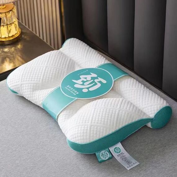 Cuscino sagomato per trazione e riparazione cervicale, aiuta ad alleviare il dolore al collo e alle spalle, dimensioni: 710 g, medio (blu cielo)
