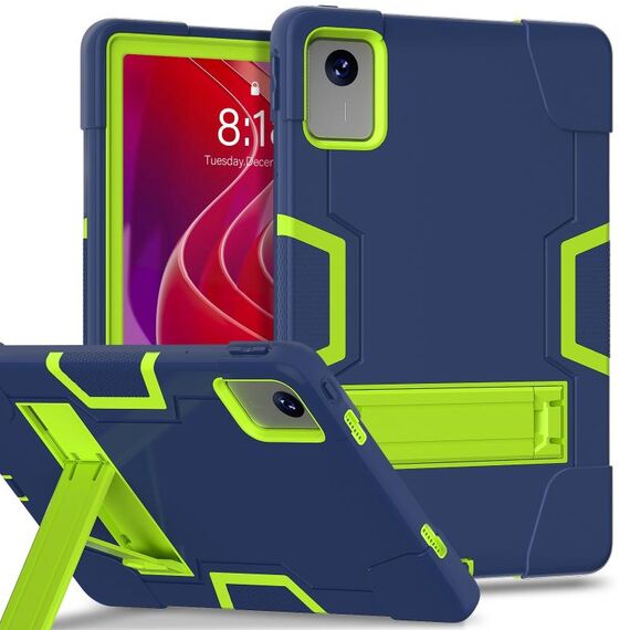 Per Lenovo Tab M11/Xiaoxin Pad 11 2024 Custodia per tablet PC ibrida in silicone con colore a contrasto con supporto (blu navy olivina)