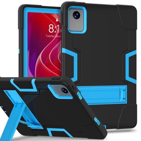Per Lenovo Tab M11/Xiaoxin Pad 11 2024 Custodia per tablet PC ibrida in silicone a colori a contrasto con supporto (nero blu)