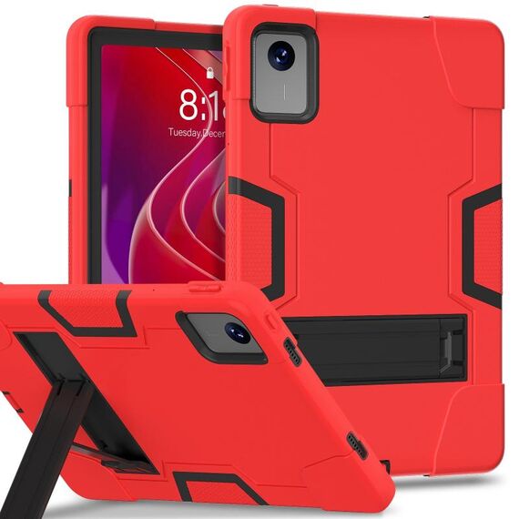 Per Lenovo Tab M11/Xiaoxin Pad 11 2024 Custodia per tablet PC ibrida in silicone con colori a contrasto con supporto (rosso nero)