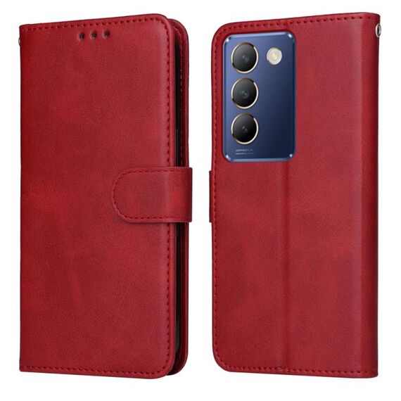 Per vivo Y100 IDN / Y200e 5G Global Classic Custodia in pelle con texture di vitello(Rosso)