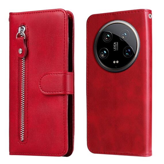 Per Xiaomi 14 Custodia per cellulare in pelle con cerniera ultra fashion con texture di vitello (rossa)