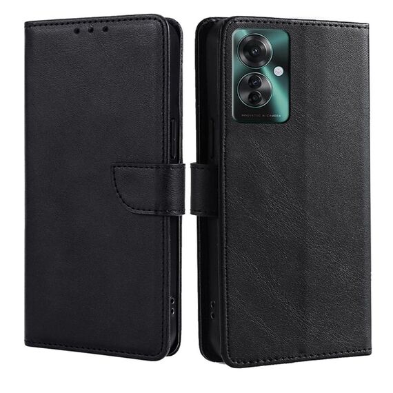 Per OPPO Reno11 F 5G Custodia per cellulare in pelle con fibbia in vitello (nero)