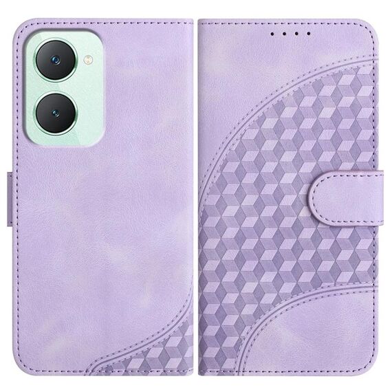 Per vivo Y03 4G Global YX0060 Custodia in pelle per telefono con testa di elefante in rilievo con cordino (viola chiaro)