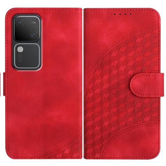 Per vivo V30 5G Global/V30 Pro 5G Global YX0060 Custodia in pelle per telefono con testa di elefante in rilievo con cordino (rosso)