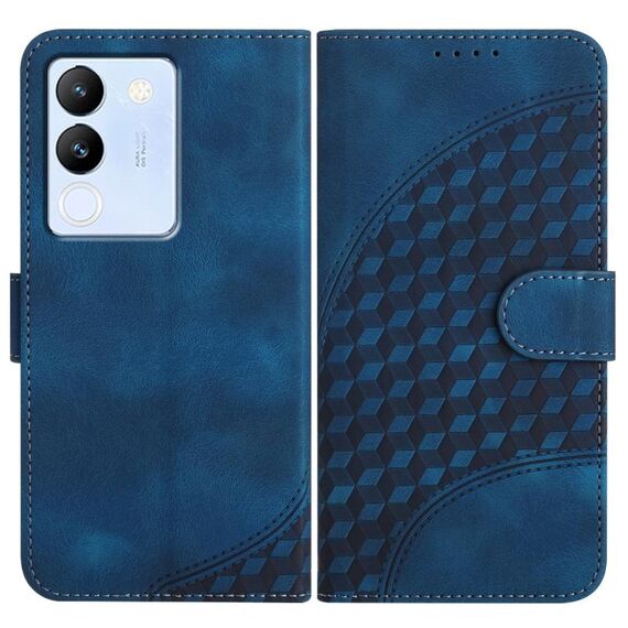 Per vivo V30 Lite 5G Global YX0060 Custodia in pelle per telefono con testa di elefante in rilievo con cordino (blu reale)