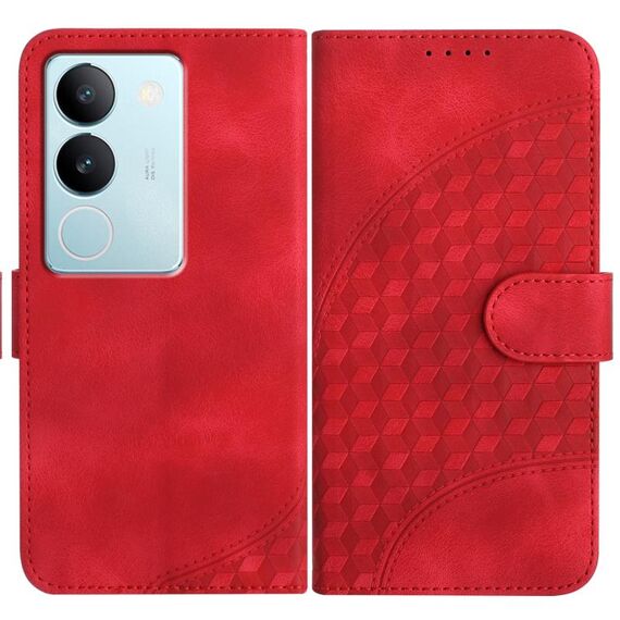 Per vivo V29 5G Global/V29 Pro YX0060 Custodia in pelle per telefono con testa di elefante in rilievo con cordino (rosso)