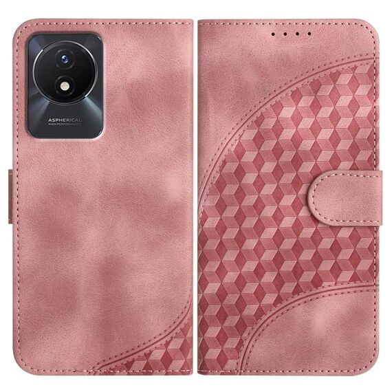 Per vivo Y02A 4G/Y02 4G/Y11 2023/Y02t YX0060 Custodia in pelle per telefono con testa di elefante in rilievo con cordino (rosa)