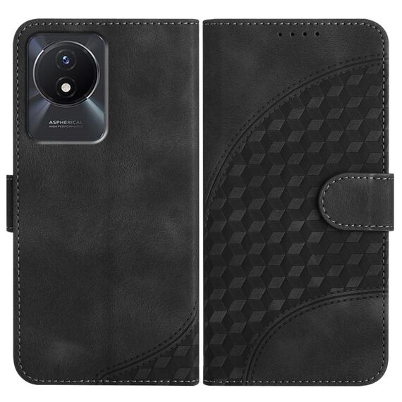 Per vivo Y02A 4G/Y02 4G/Y11 2023/Y02t YX0060 Custodia in pelle per telefono con testa di elefante in rilievo con cordino (nero)