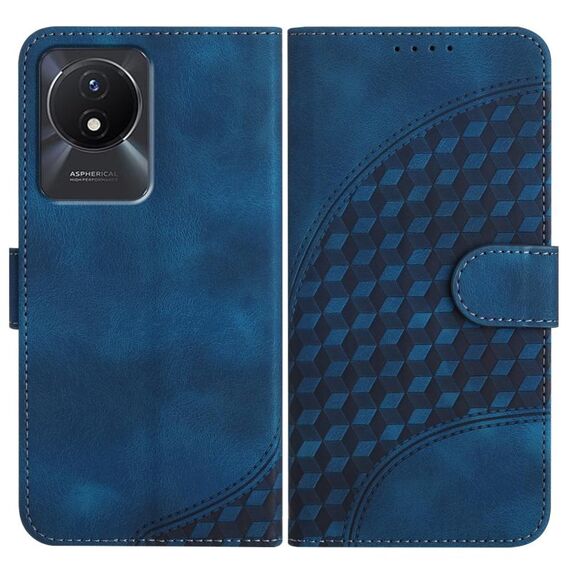 Per vivo Y02A 4G/Y02 4G/Y11 2023/Y02t YX0060 Custodia in pelle per telefono con testa di elefante in rilievo con cordino (blu reale)