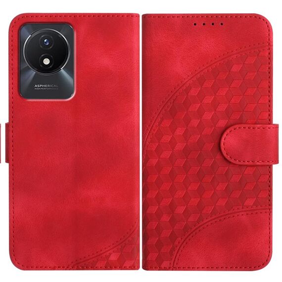Per vivo Y02A 4G/Y02 4G/Y11 2023/Y02t YX0060 Custodia in pelle per telefono con testa di elefante in rilievo con cordino(Rosso)