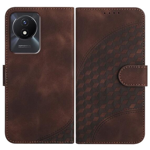 Per vivo Y02A 4G/Y02 4G/Y11 2023/Y02t YX0060 Custodia in pelle per telefono con testa di elefante in rilievo con cordino (caffè)