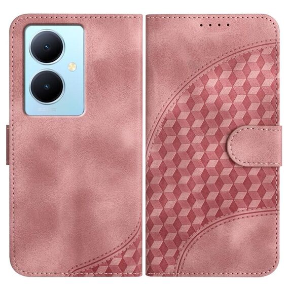 Per vivo Y78+ 5G Global/Y78 5G Global YX0060 Custodia in pelle per telefono con testa di elefante in rilievo con cordino (rosa)