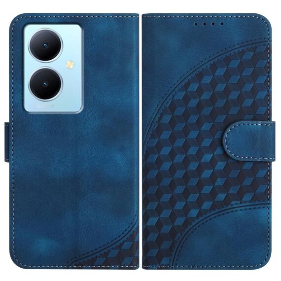Per vivo Y78 + 5G Global/Y78 5G Global YX0060 Custodia in pelle per telefono con testa di elefante in rilievo con cordino (blu reale)