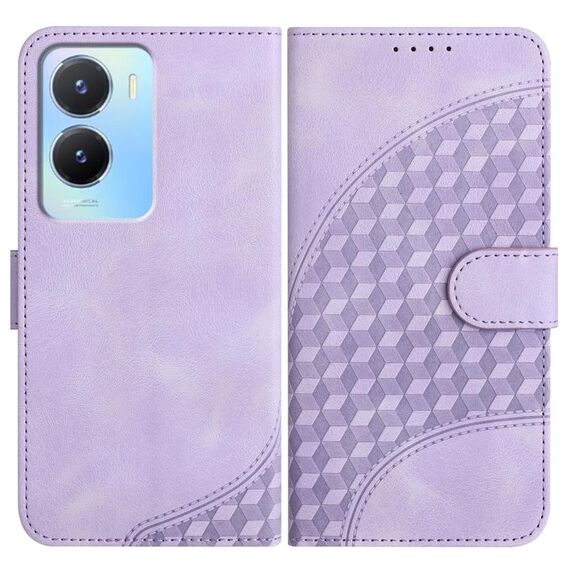 Per vivo Y56 5G Global/Y16 4G Global YX0060 Custodia in pelle per telefono con testa di elefante in rilievo con cordino (viola chiaro)