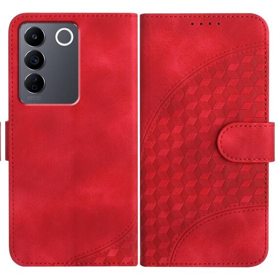 Per vivo V27 5G Global/V27 Pro 5G Global YX0060 Custodia in pelle per telefono con testa di elefante in rilievo con cordino (rosso)